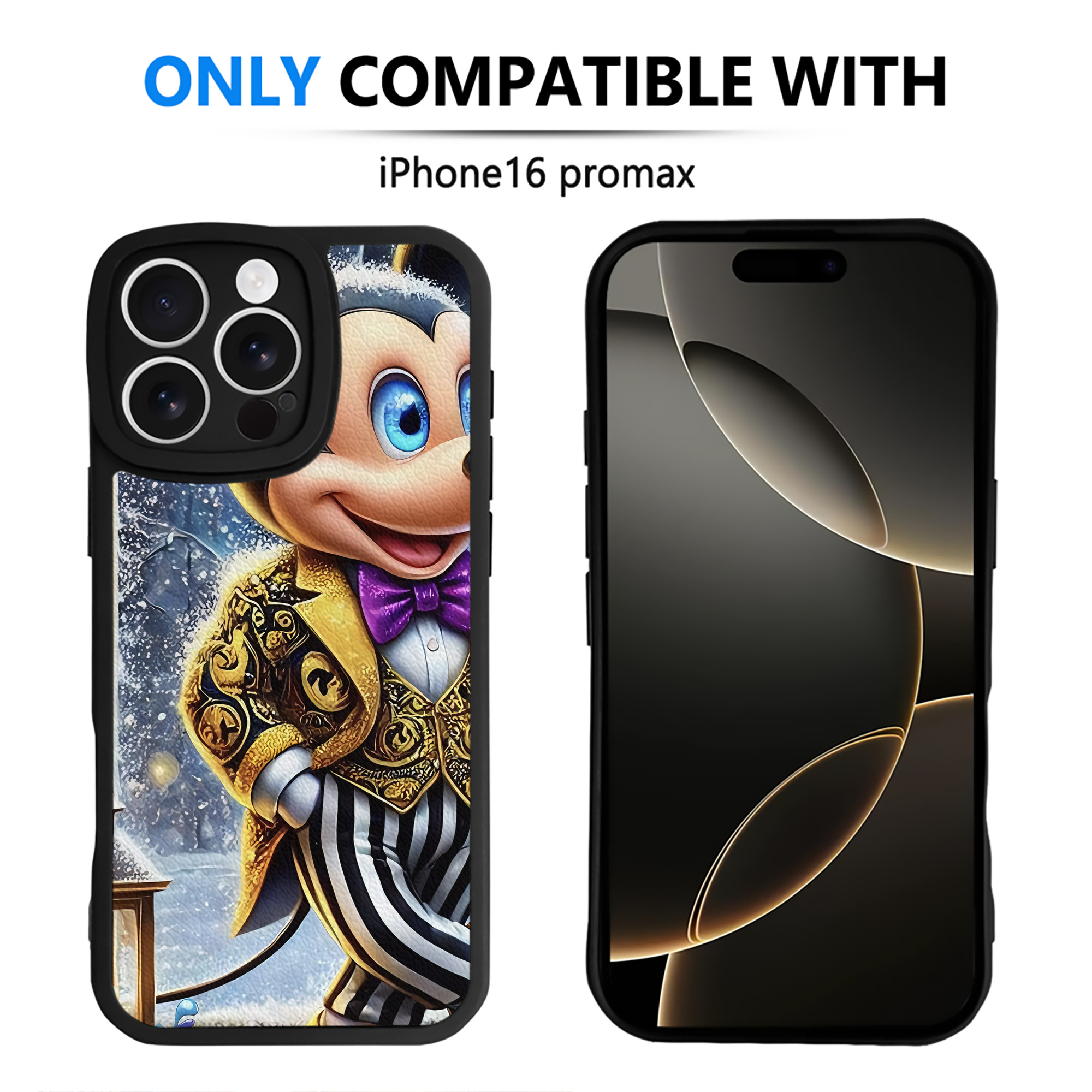 （画像用） ミッキーマウス Mickey Mouse 【iPhone 16シリーズ対応】シリコンスマホケース（レザー調） 材質：シリコン